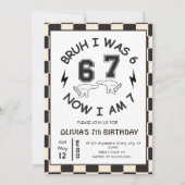 6 7 Meme 7th Birthday Rtro Einladung (Vorderseite)