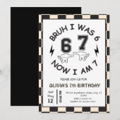 6 7 Meme 7th Birthday Rtro Einladung (Vorne/Hinten)