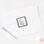 6 7 Meme Birthday Black Checkerboard Birthday Quadratischer Aufkleber (Umschlag)