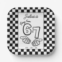 6 7 Meme Black White Checkerboard Birthday Pappteller