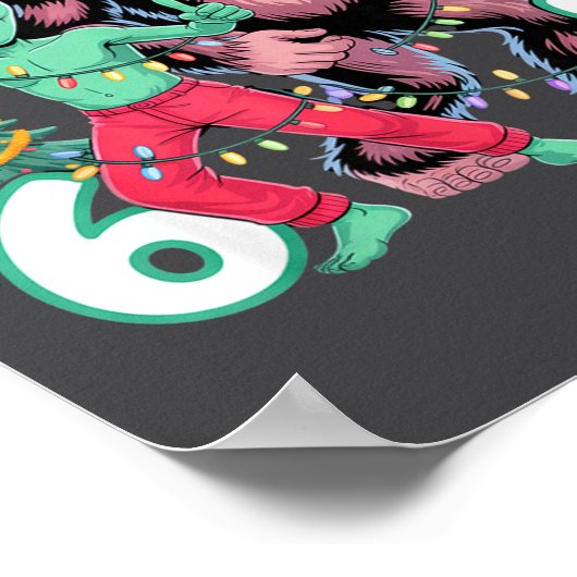 6 7 Meme Christmas Alien Sasquatch Six Seven Fun  Poster (Ecke)