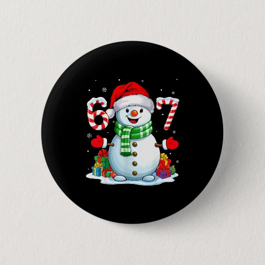 6 7 Meme Christmas Funny Snowman Six Seven 67 Men Button (Vorderseite)