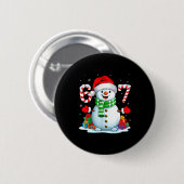 6 7 Meme Christmas Funny Snowman Six Seven 67 Men Button (Vorne & Hinten)