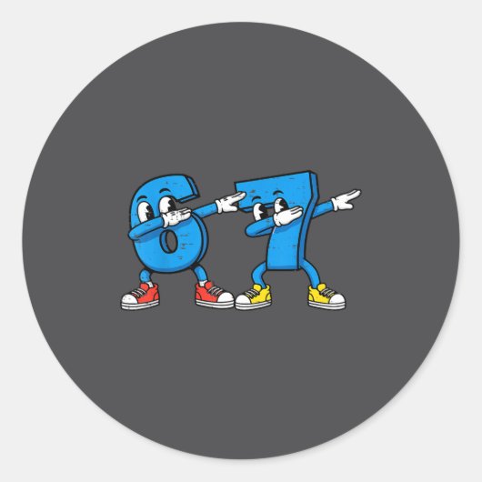 6 7 Meme Dab Zahlen Runder Aufkleber (Vorderseite)