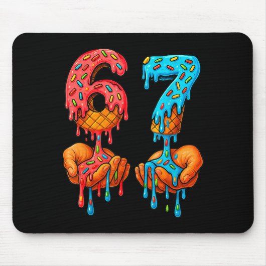 6 7 Meme Eiscreme-Tropf Funny Gen Alpha Slang Mousepad (Vorne)