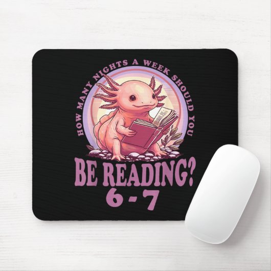 6 7 Meme Englieacher Funny 67 Reading Axolotl Mousepad (Mit Mouse)