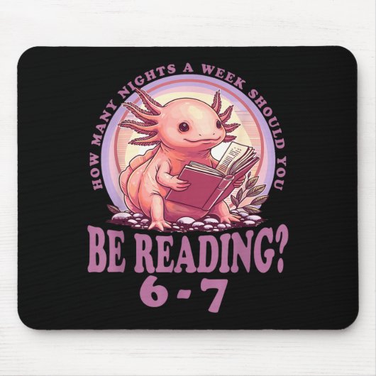 6 7 Meme Englieacher Funny 67 Reading Axolotl  Mousepad (Vorne)