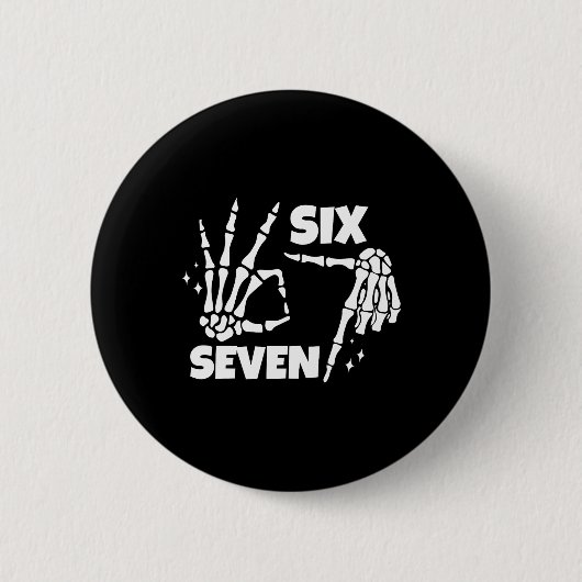 6 7 Meme Funny Skeleton Hands Halloween Couples Si Button (Vorderseite)