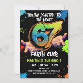 6 7 Meme Graffiti Six Seven Birthday Einladung (Vorderseite)