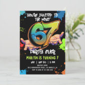 6 7 Meme Graffiti Six Seven Birthday Einladung (Stehend Vorderseite)