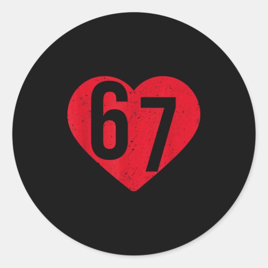 6 7 Meme Heart Gen Alpha Six Seven 67 Valentines B Runder Aufkleber (Vorderseite)