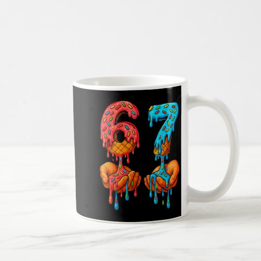 6 7 Meme Ice Cream Drip Funny Gen Alpha Slang Kaffeetasse (Rechts)