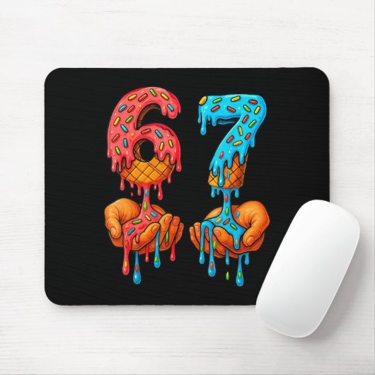 6 7 Meme Ice Cream Drip Funny Gen Alpha Slang  Mousepad (Mit Mouse)