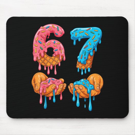 6 7 Meme Ice Cream Drip Gen Alpha Slang Mousepad (Vorne)