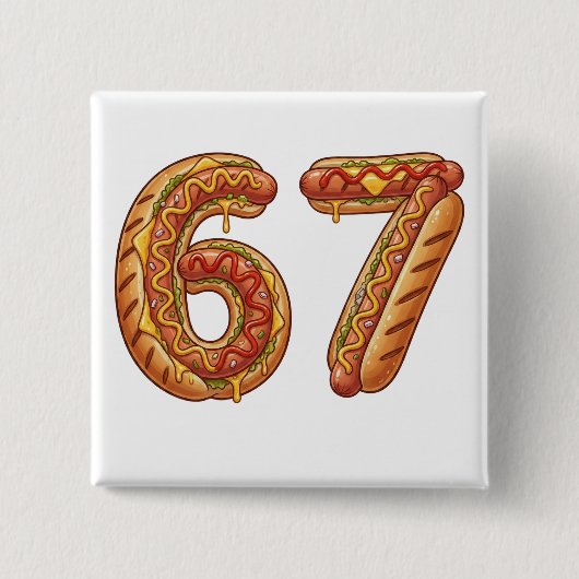 6 7 Meme Matching Hot Dogs 67 Pajamas Six Seven Button (Vorderseite)