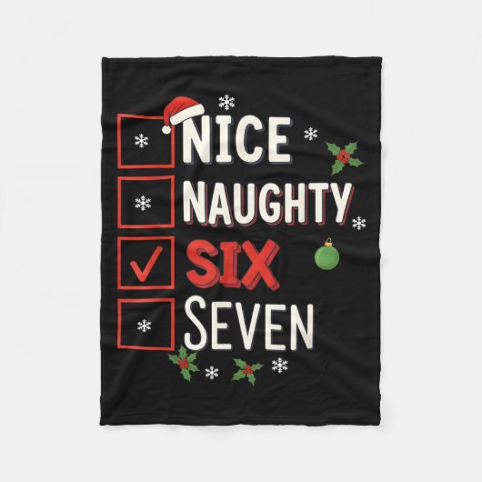 6-7 Meme Nice Naughty 67 Christmas Brain Rot Funny Fleecedecke (Vorderseite)