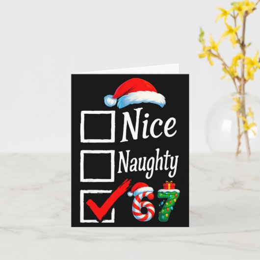 6 7 Meme Nice Naughty 67 Christmas Brain Rot Funny Karte (Gelbe Blume)