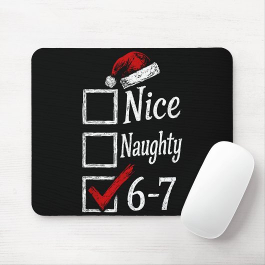 6-7 Meme Nice Naughty 67 Christmas Brain Rot Funny Mousepad (Mit Mouse)