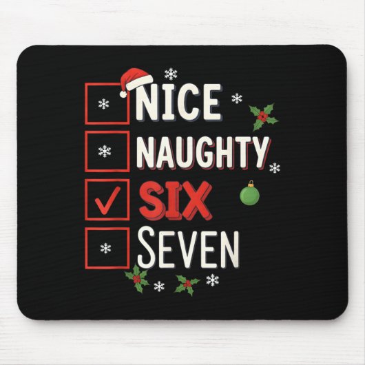 6-7 Meme Nice Naughty 67 Christmas Brain Rot Funny Mousepad (Vorne)