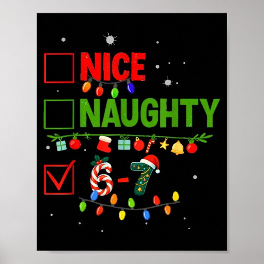 6-7 Meme Nice Naughty 67 Christmas Brain Rot Funny Poster (Vorne)