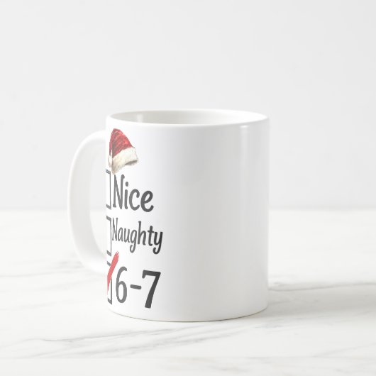 6-7 Meme Nice Naughty 67 Christmas Funny Brain Rot Kaffeetasse (Vorderseite Links)