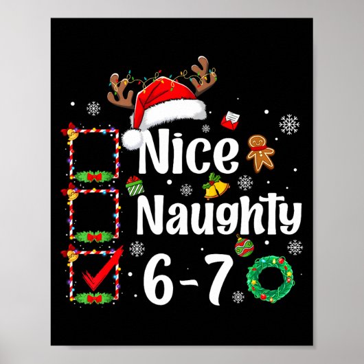 6-7 Meme Nice Naughty 67 Christmas Funny Xmas Men  Poster (Vorne)