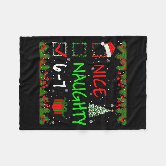 6-7 Meme Nice Naughty 67 Christmas Santa Says Fleecedecke (Vorderseite (Horizontal))
