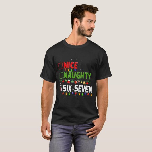 6-7 Meme Nice Naughty Six Seven 67 Funny Christmas T-Shirt (Vorne ganz)