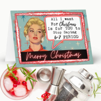 6 -7 Meme - Retro Christmas Card - Funny - Bestie Karte