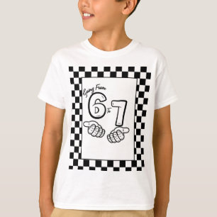 6 7 Meme Schwarz-Weiß Schachbrett Geburtstag T-Shirt