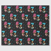6 7 Meme Six Seven Birthday Wrapping Paper Geschenkpapier (Flach)