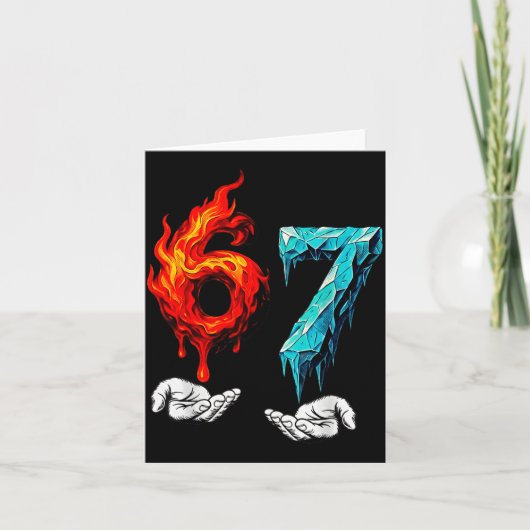 6 7 Meme Six Seven Ice 67 Flames Funny Kids Youth  Karte (Vorderseite)