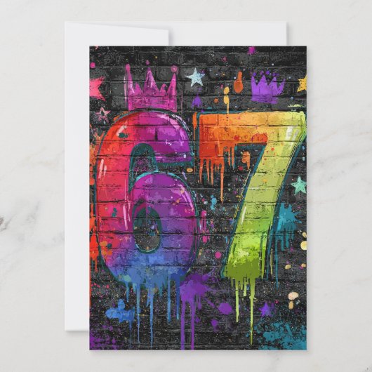 6 7 Meme Trend Six Seven Birthday party graffiti Einladung (Rückseite)