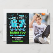 6 7 Meme Trend Six Seven Birthday Party Photo Dankeskarte (Vorderseite)