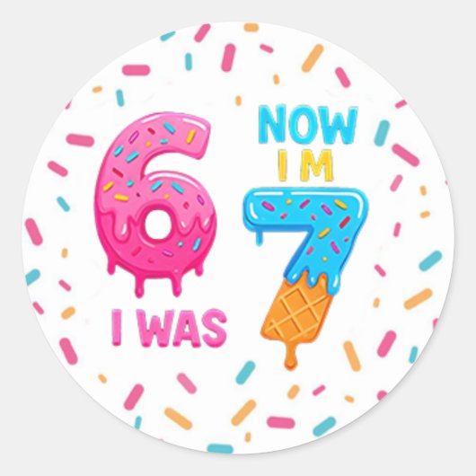 6 7 Meme Trend Six Seven Birthday Sticker (Vorderseite)