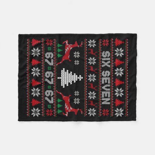 6 7 Meme Ugly Christmas Sweater 67 Six Seven Funny Fleecedecke (Vorderseite (Horizontal))