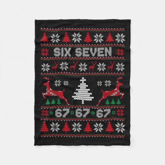 6 7 Meme Ugly Christmas Sweater 67 Six Seven Funny Fleecedecke (Vorderseite)