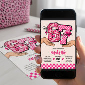 6 7 Meme Universitäts- Leopard Checkerboard Mädche Einladung