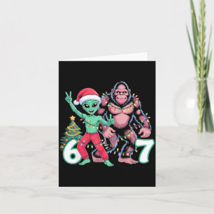 6 7 Meme Weihnachten Alien Sasquatch Sechs Sieben  Karte