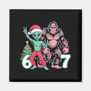 6 7 Meme Weihnachten Alien Sasquatch Sechs Sieben Magnet