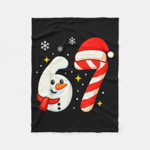 6 7 Meme Weihnachts-Shirt 67 Sechs Sieben Schneema Fleecedecke