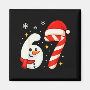 6 7 Meme Weihnachts-Shirt 67 Sechs Sieben Schneema Magnet