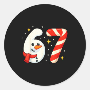 6 7 Meme Weihnachts-Shirt 67 Sechs Sieben Schneema Runder Aufkleber
