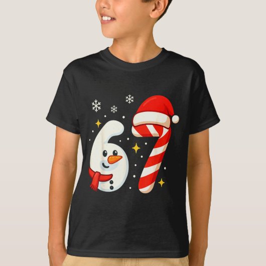 6 7 Meme Weihnachts-Shirt 67 Sechs Sieben Schneema T-Shirt (Vorderseite)