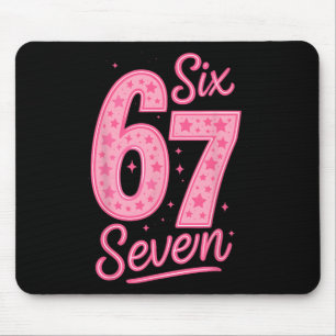 6 7 Nummer 67 Rosa Sechs Sieben Meme Slang Frauen Mousepad