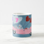6 7 Poodle in Pink Classic Car flying in sky  Kaffeetasse (Mittel)