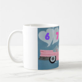6 7 Poodle in Pink Classic Car flying in sky  Kaffeetasse