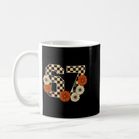 6 7 Retro Fall Meme Checkerboard Tee Haunted By 67 Kaffeetasse (Links)