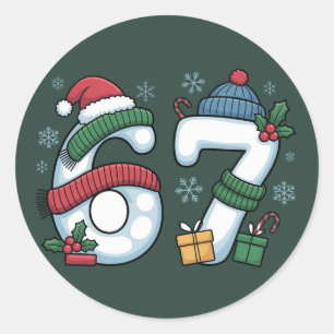 6 7 Sechs Sieben Gen Z Alpha Meme Slang Weihnachte Runder Aufkleber
