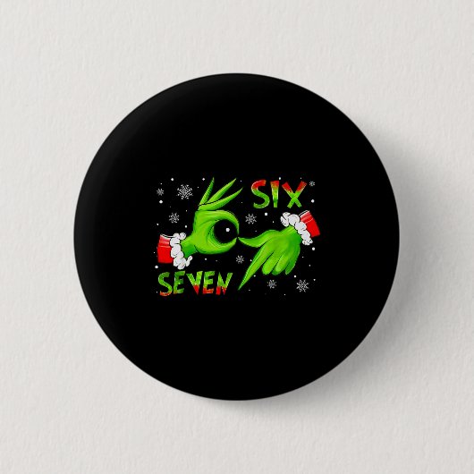 6 7 Sechs Sieben Hand Gen Z Alpha Meme Slang Weihn Button (Vorderseite)